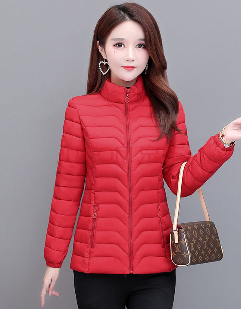 扉行依羽绒服女大码女短款21冬季外套中年女装冬装妈妈轻薄立领羽绒服