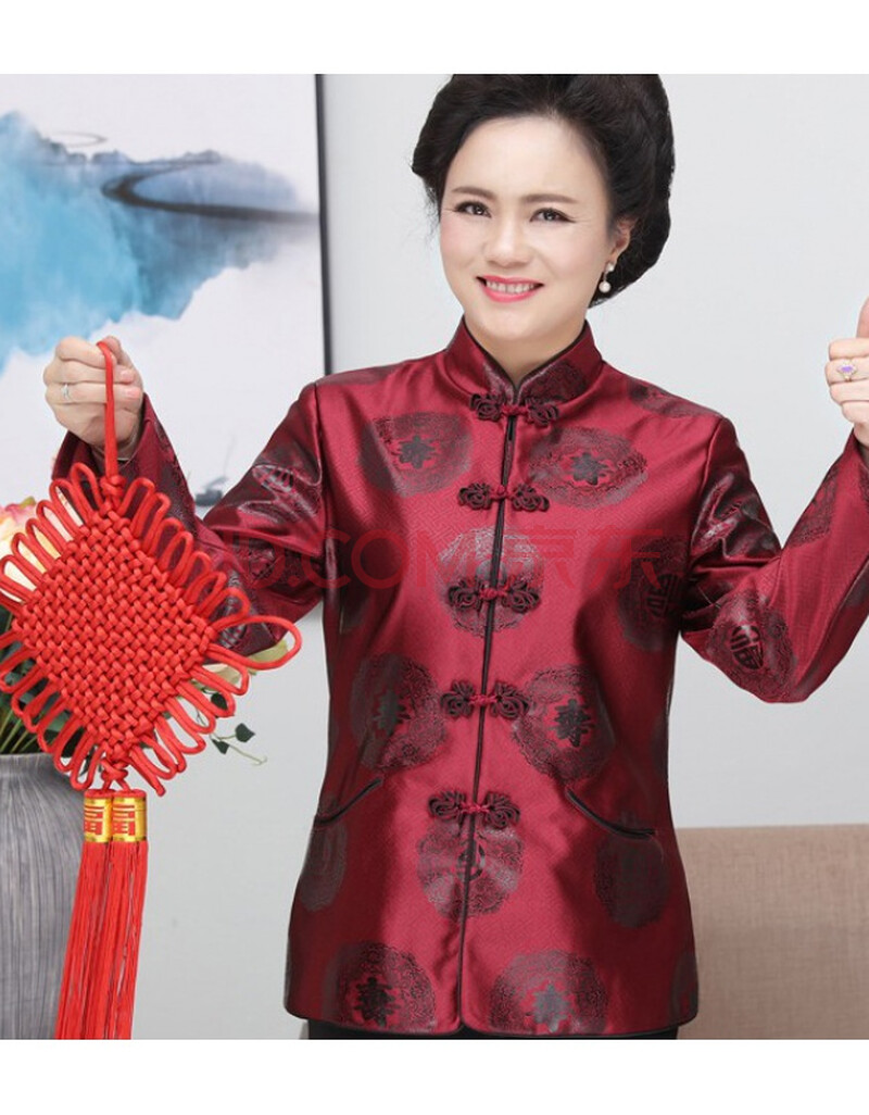 秋冬季中老年唐装老人情侣生日衣服爷爷奶奶祝寿过寿喜庆爸爸妈妈80
