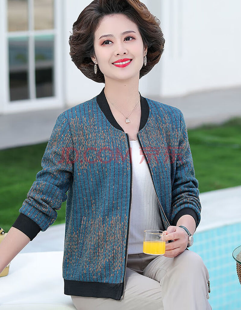妈妈装春装夹克外套短款中年人女士洋气棒球服小外套洋气宽松百搭