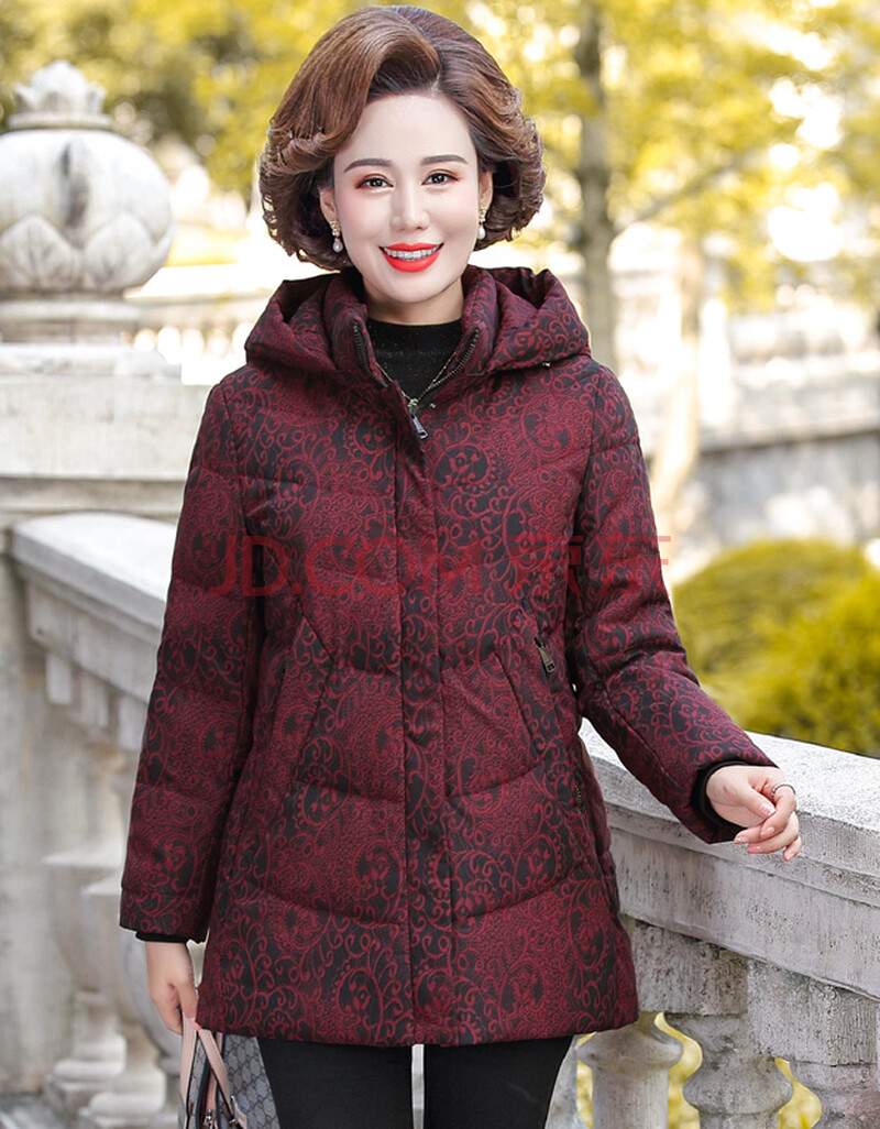 雅鹿中老年羽绒服女短款2020年新款冬季加厚妈妈款奶奶老太太外套伊芙