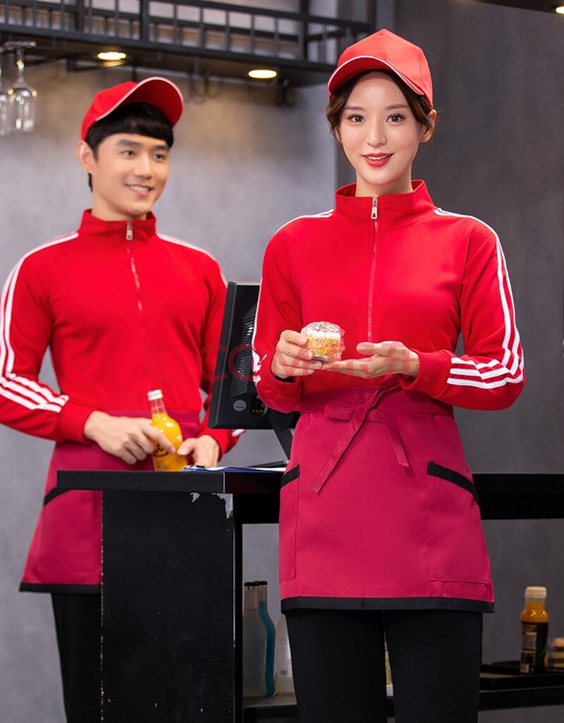 服务员工作服秋装快餐店奶茶店商场超市网咖餐饮烧烤火锅店工作服长袖
