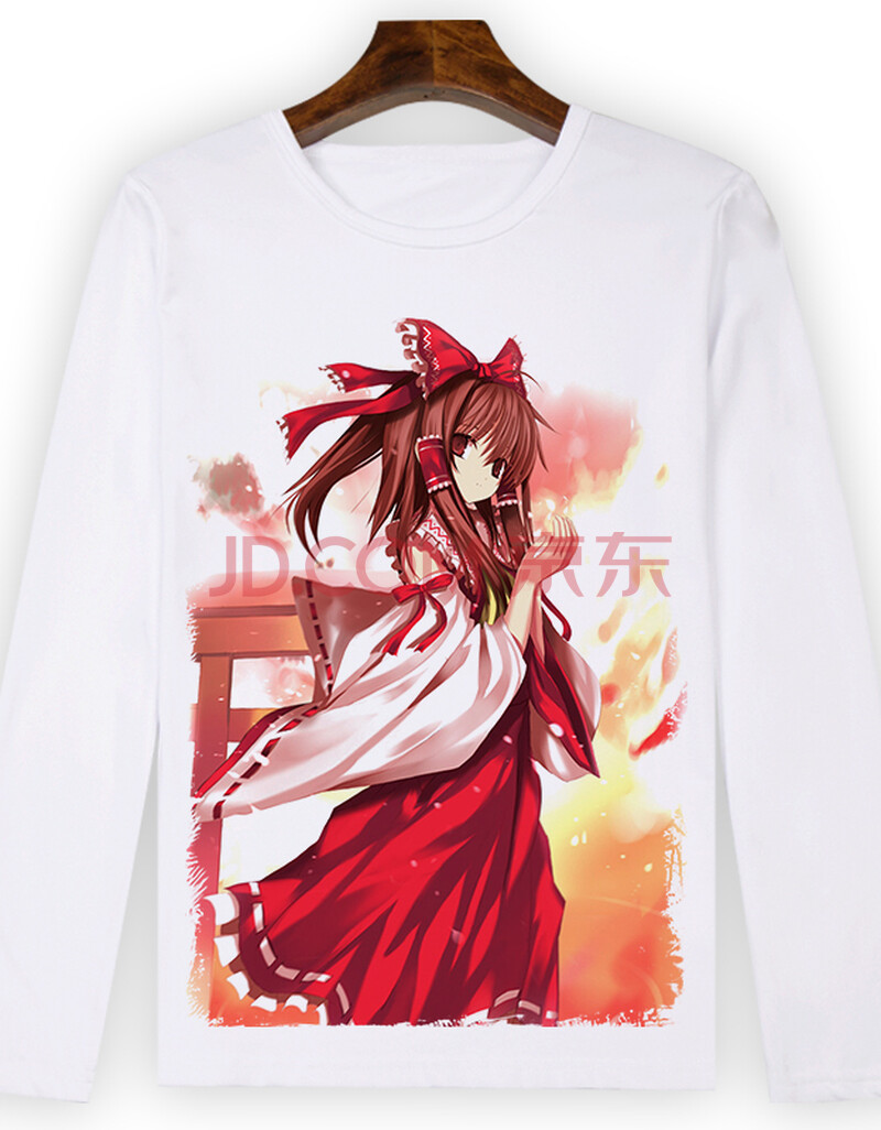 东方projectt恤 博丽灵梦二次元衣服动漫周边男女长袖t恤上衣 桔色 19