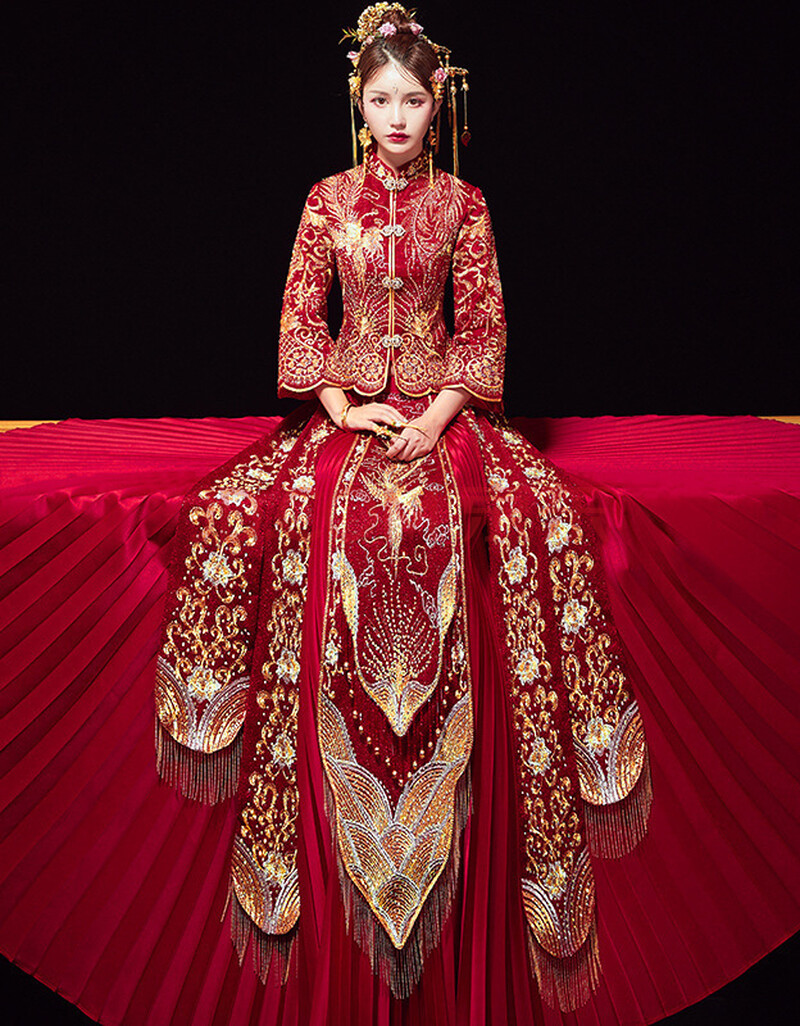 服小个子新娘秀禾服结婚2021新款夏季薄款中式婚纱敬酒服嫁衣龙凤裙褂