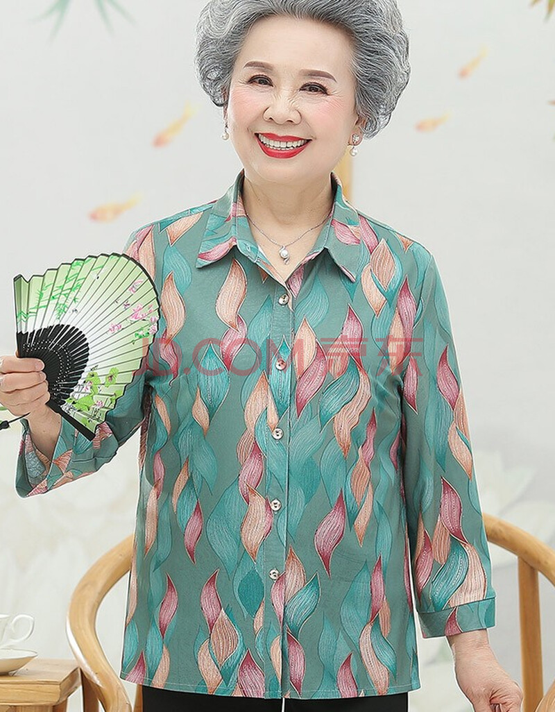 爱雅妈雅中老年女妈妈夏装洋气奶奶装夏季新款短袖衬衫时尚阔太太夏天