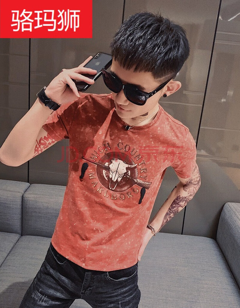 玛狮2021夏季男社会人t恤青年潮牌超火cec潮流小伙精神短袖ins上衣服