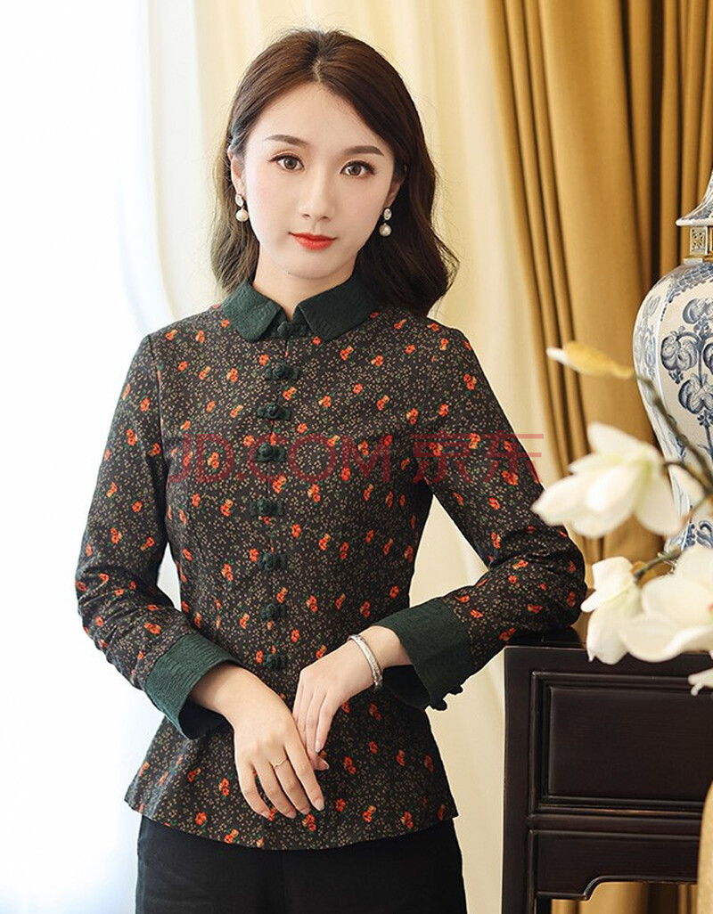 筠雅秋季唐装女装中国风旗袍上衣茶服新款时尚改良盘扣长袖禅服 j776