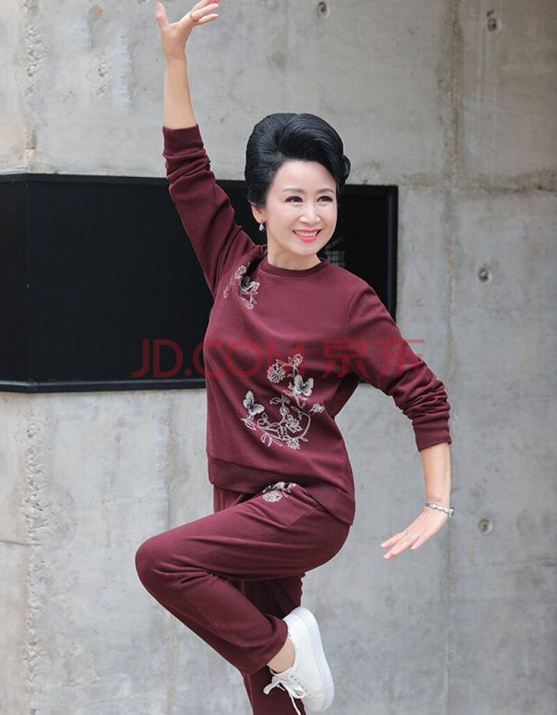 香颜妈妈装秋装时尚休闲运动套装中年人长袖卫衣中老年女装春秋上衣