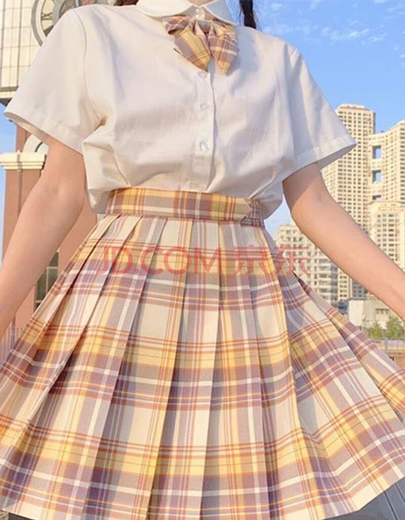 visrea日系jk制服套装温柔一刀格裙山吹冰淇淋电竞少女jk短袖格裙