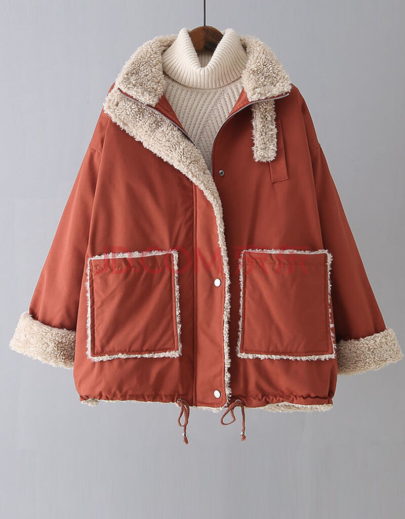 棉衣女潮ins宽松显瘦加绒小棉袄工装外套【15天内发货】sn7990 红色 m