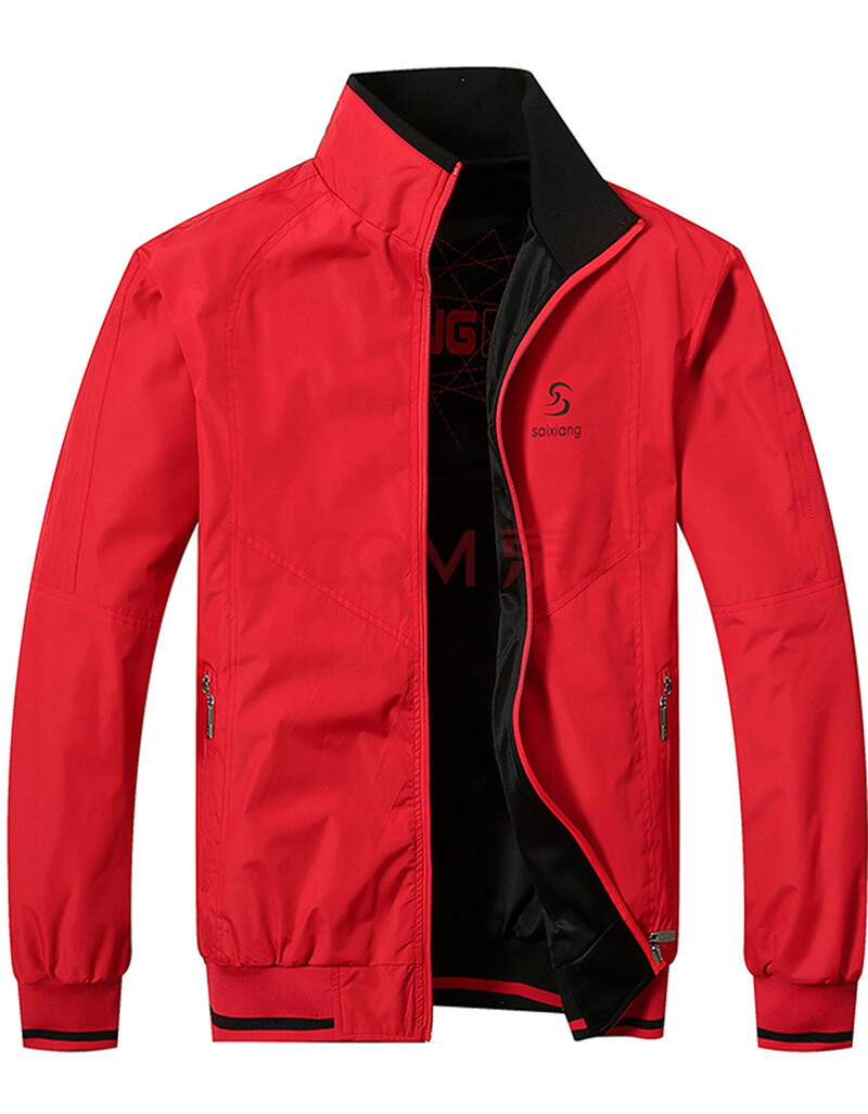 穿夹克男运动休闲外套青年男士立领薄款夹克大红喜庆红衣服 17918红色