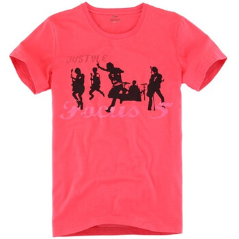 justyle2010春夏新款聚点翻转心随乐动印花短袖t恤xl红色102808958xl