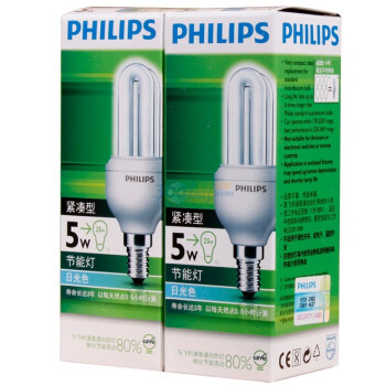 PHILIPS 飞利浦 紧凑型节能灯 5W 白炽灯色 2支装