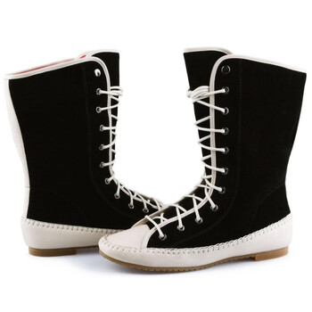 what for圆头中筒靴wfp310229黑色/奶油色 38