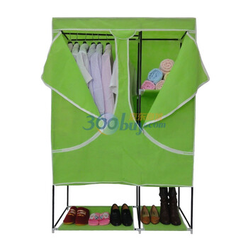 homebi 功能型双开布衣柜 两层带鞋架衣柜 三色选择 hby145p浅绿色