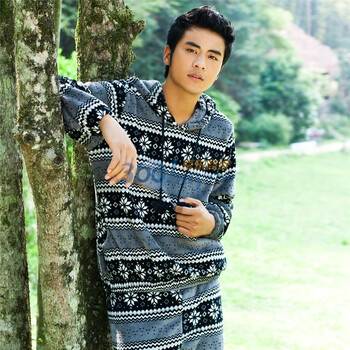 gainreel秋季新品歌瑞尔雪精灵男女加厚珊瑚绒家居服睡衣套 男款 蓝色