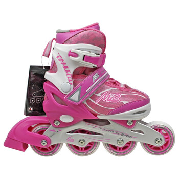 迈速mi2米高监制儿童可调节轮滑鞋旱冰鞋溜冰鞋m139 粉色 35-38