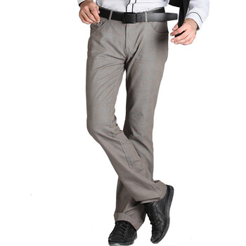 卡宾cabbeen灰石色格纹纯棉休闲男士长裤30441012 灰色 48