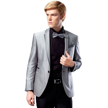 莱克斯顿laxdn 男士亮银色修身西服 短款韩版西装 11121032 银色 54