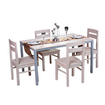 > 百强家具(beking)德国现代简约 钢架长餐桌 餐台 桌子cq1-01 浅腊木