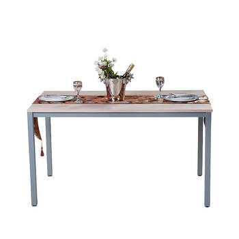 > 百强家具(beking)德国现代简约 钢架长餐桌 餐台 桌子cq1-01 浅腊木