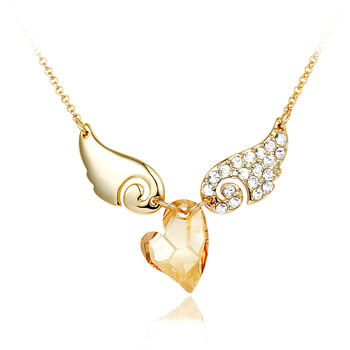 千寻海风 天使之恋水晶项链 施华洛世奇元素 韩国 女 送女友 金黄