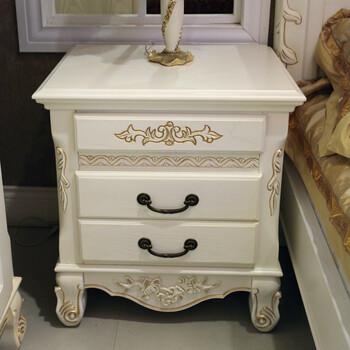 casa lisa 欧美古典 卧房家具 手工雕刻 床头柜 8188-03 象牙色