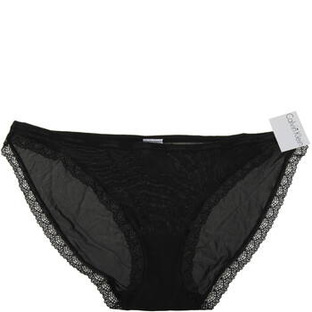 calvin klein ck 女士性感 莫代尔棉内裤 黑色蕾丝低腰d3447-001 m