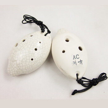 8孔陶笛中音八孔c调 白裂半釉陶笛乐器ac 满口埙 瓷笛子送教材