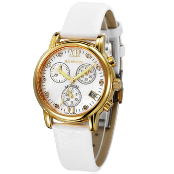 汉爱handlove 皇家系列多功能石英女表h2.7803l黄金表壳手表 白皮带