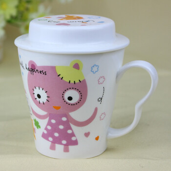 zl昭乐 骨瓷花边美帽杯(卡通)陶瓷杯/水杯/茶杯 粉红色