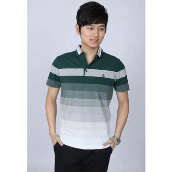 三利专柜正品男装 男士夏季新款时尚休闲t恤 男式短袖渐变宽条纹上衣