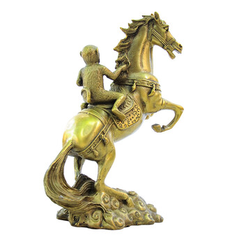 葩朵儿 开光黄铜工艺品马上封侯摆件 马上猴 猴骑马 令旗猴催官运旺