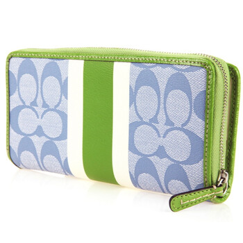 coach 蔻驰 女款pvc经典logo浅蓝绿色钱包 f49077 svb7d ym