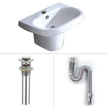 特为尼 tevini 超值c3046d陶瓷挂墙柱盆  下水器 qs828排水管套餐