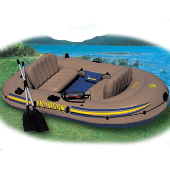 三人夹网充气钓鱼船橡皮艇皮划艇 送铝合金浆手泵 本款 车载家用电泵