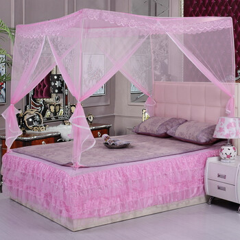 德玉秀坊 三开门方形蚊帐 180*200cm hywz 家居就旗舰店 粉红色