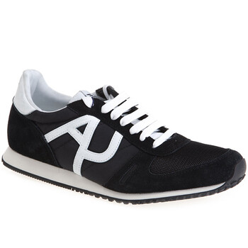 armani jeans 阿玛尼 男式黑色磨砂皮配织物ajlogo运动鞋 t6524 s912