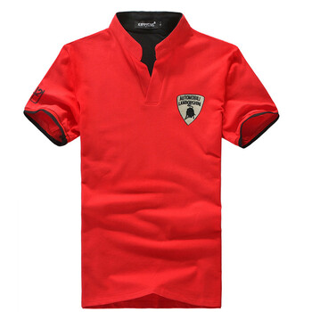 mall 天咨 2013夏装新款 时尚休闲兰博基尼 v领polo衫 t53 红色 xxxl