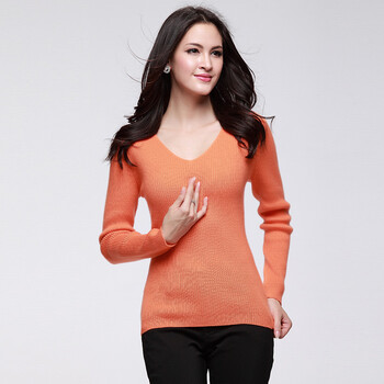 衫】秋冬新款女士抽条v领100%纯山羊绒衫 毛衣 针织衫 s-q02 藕荷色