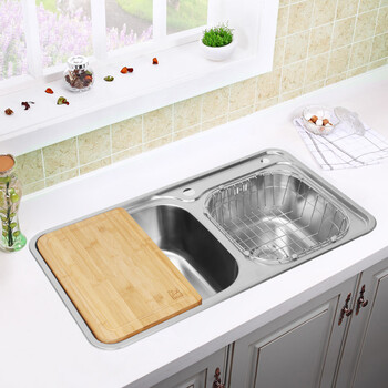 白鸟(baekjo)sd820不锈钢水槽(含大沥水蓝菜板)