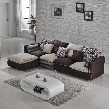 帝维斯佳 布艺沙发双人组合沙发客厅简约现代乳胶布艺沙发组合 咖啡色