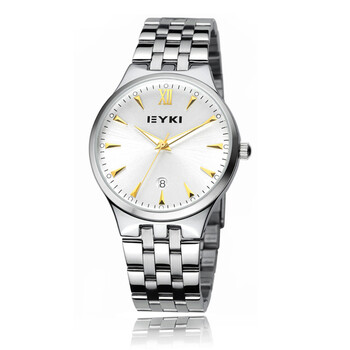 艾奇(eyki)时尚石英男式手表 个性男表日历商务休闲防水男士手表 白色