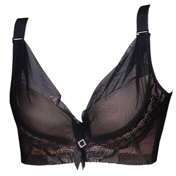 兰欧丽 深v性感内衣 女 收副乳聚拢调整型蕾丝网纱文胸罩 黑色 85c