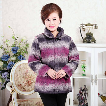 > 依美中老年女装冬装棉服中长款棉衣外套半开领加厚妈妈装11188 02