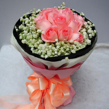11朵粉玫瑰花上海鲜花速递嘉兴海宁湖州鲜花店金华绍兴送花全国