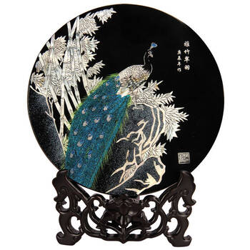 礼品箱包 礼品 工艺礼品 > 工美 平磨螺钿《雅竹翠羽》台屏   暂无