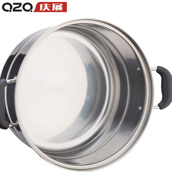 庆展家用蒸包子蒸笼不锈钢蒸锅二层蒸笼燃煤气电磁炉通用 28cm