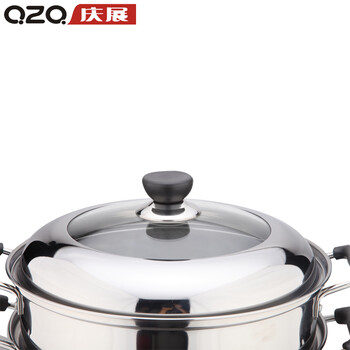庆展家用蒸包子蒸笼不锈钢蒸锅二层蒸笼燃煤气电磁炉通用 28cm