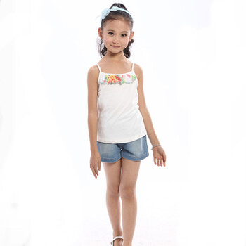 汪小荷童装女童夏装吊带短裤套装w3212pw3258b 白色套装 140/136-145