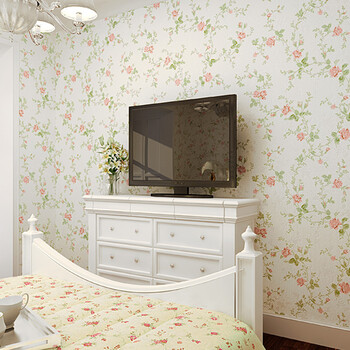 纸尚美学壁纸 田园花朵无纺布洒金客厅卧室背景墙纸 白色底 rb44101